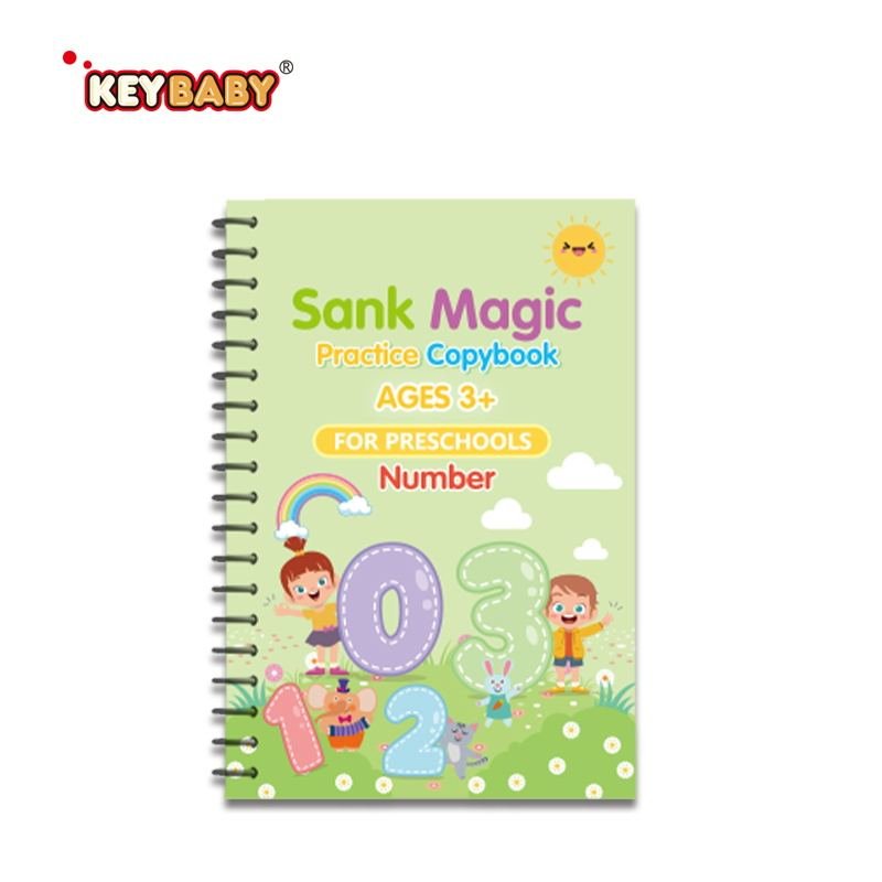 4 pcs Set Magic Practice Copybook 1 Pen 5/10 Refills – English Numbers Calligraphy Activity Books (Reusable) - Image 3