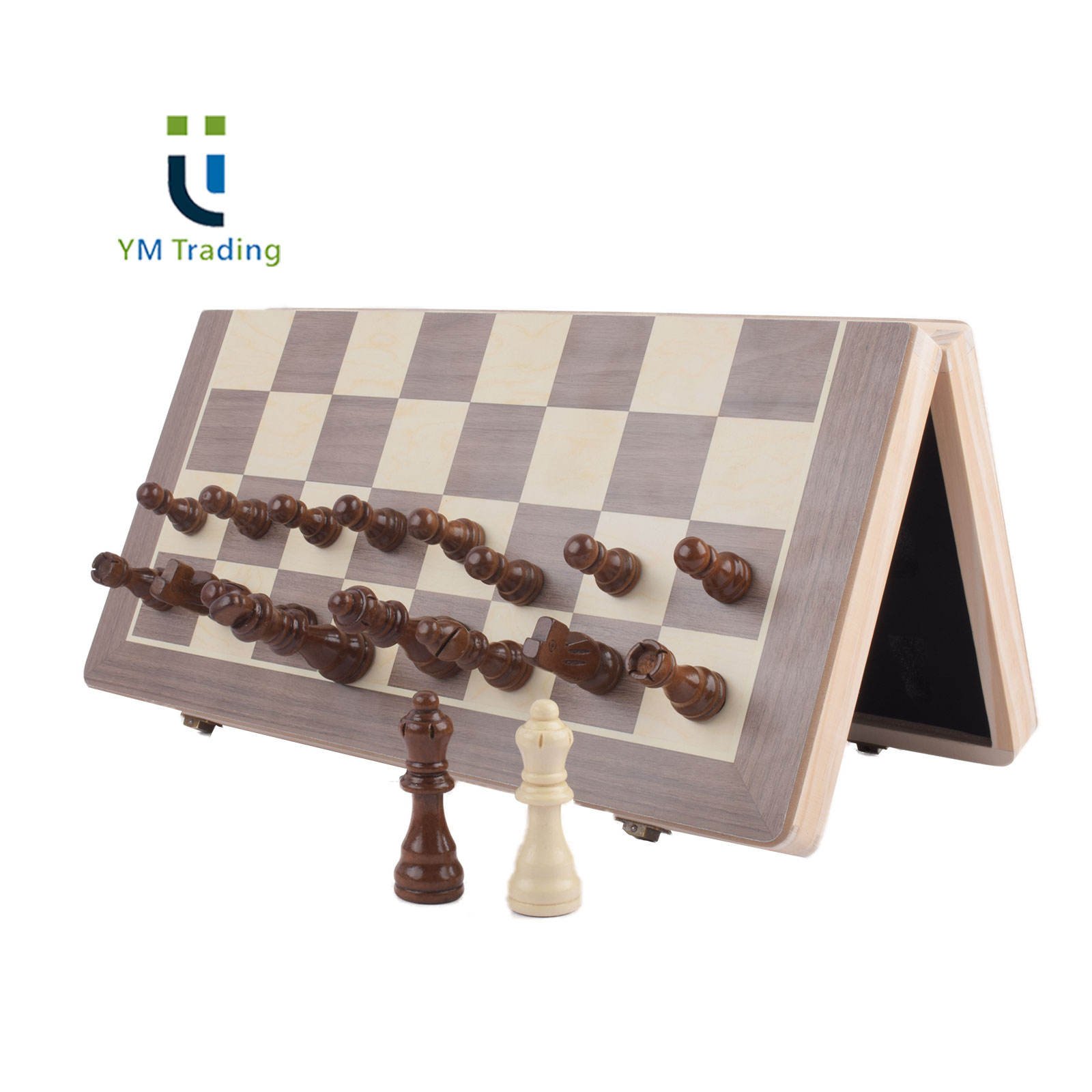 15 Inch Folding Chess Cheap Price Wooden Magnetic Chess and Checkers Set - Image 4