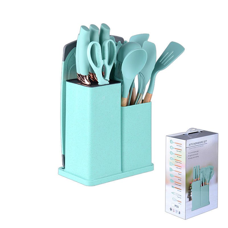 19-Piece Stainless Steel and Wood Handle Silicone Kitchen Cooking Utensil Set for Home and Professional Use Metal Utensils - Image 2