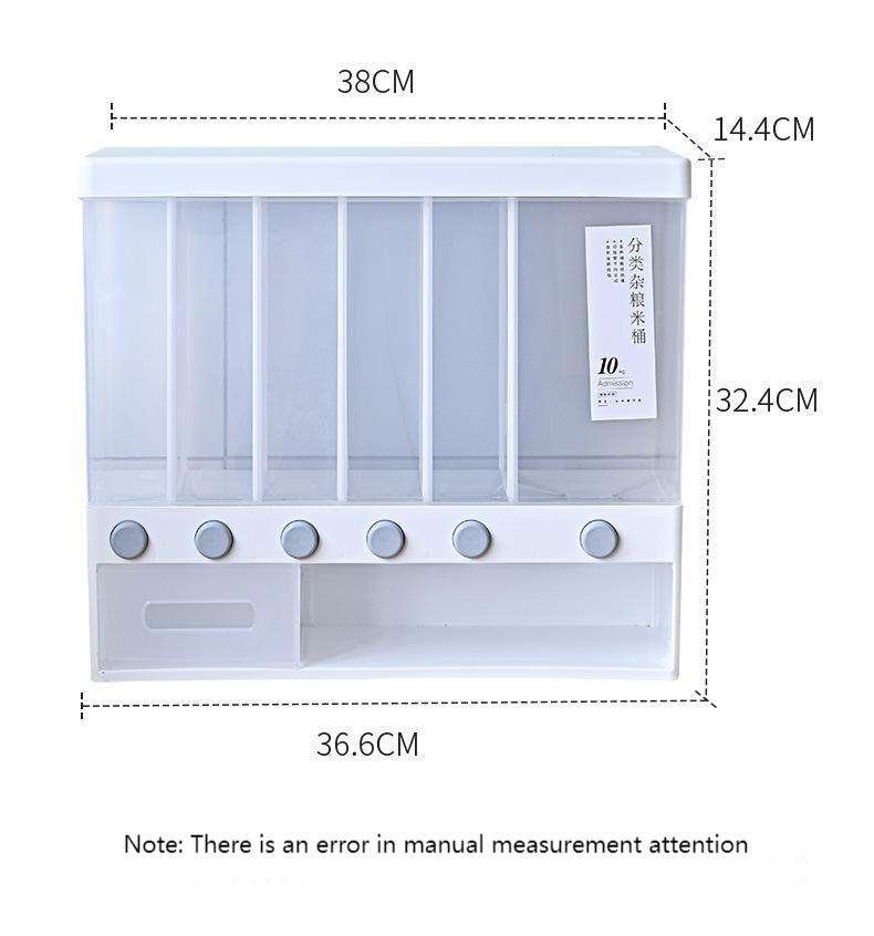 6-Grid Plastic Rice Dispenser and Food Storage Box Dry Grain Dispenser with Dried Fruit Storage Food Dru - Image 7