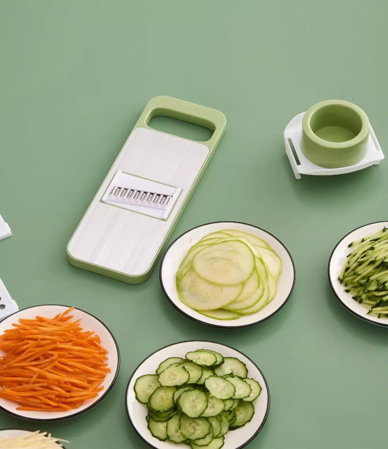 5 in 1 Multi Blade Potato Veggie Cutter Julienne Shredder Green Vegetable Slicer Kitchen Gadgets - Image 8