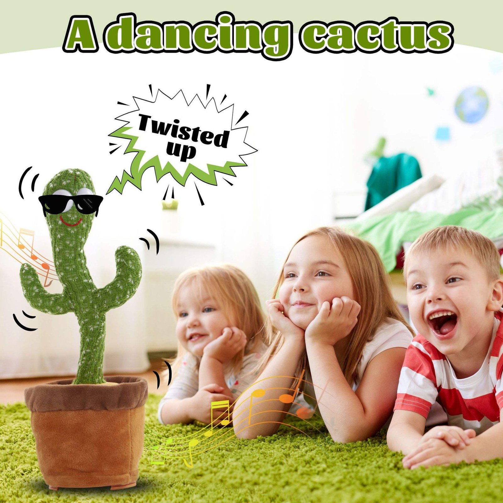 Dancing Cactus Talking Toy, Cactus Plush Toy, Wriggle & Singing Recording Repeat What You Say Funny Education Toys for Babies Children Playing(Cactus Toy) - Image 3