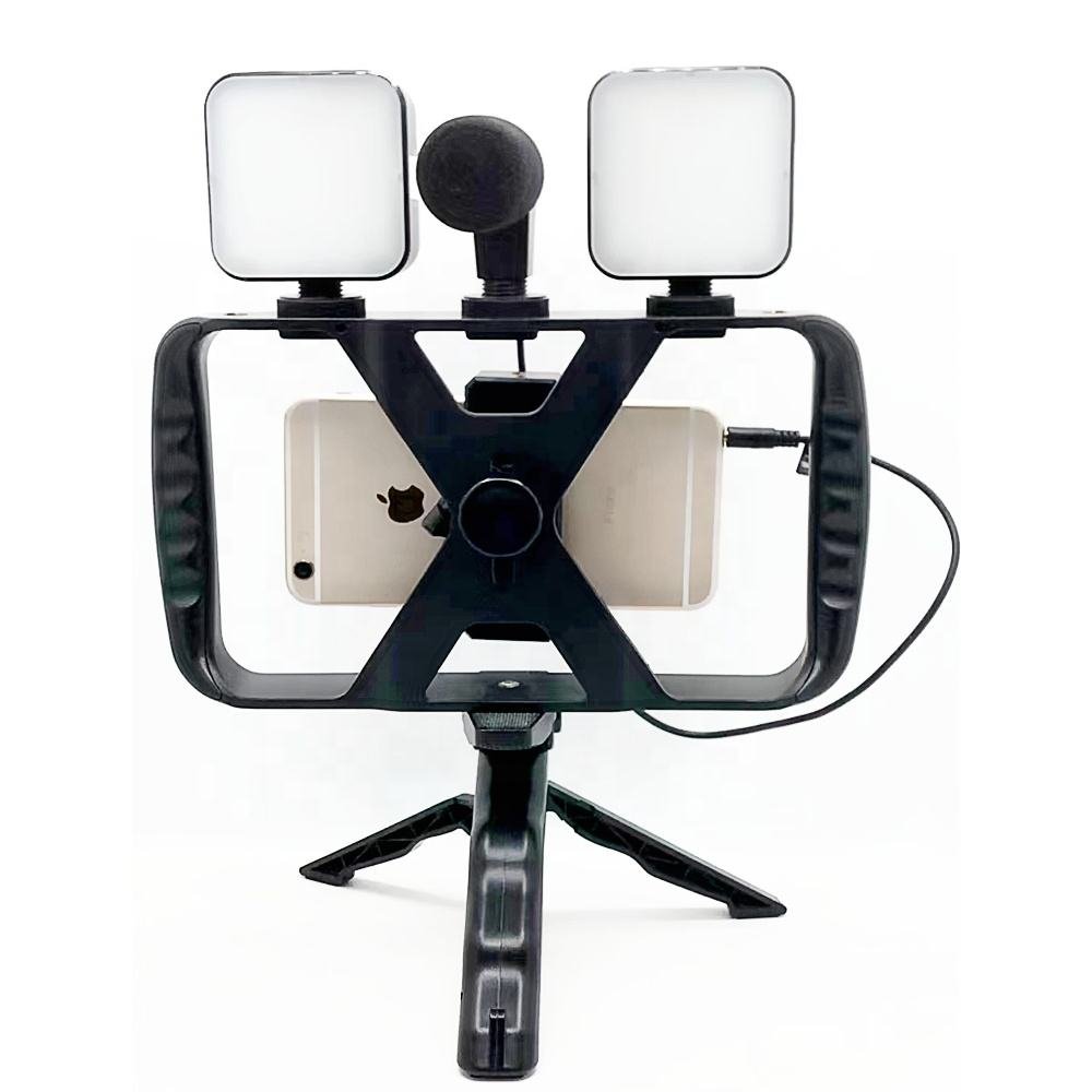 Hot Sale Led Vlogging Kit Selfie Light Kit With Microphone Fill Light 4 in 1 Tripod Stand Set for Smartphone Live Broadcast