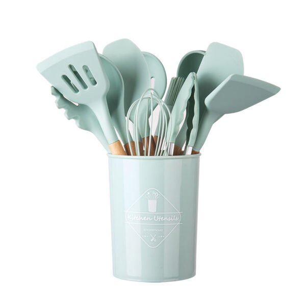 12 Pcs Kitchen Cooking Utensils Set,446°F Heat Resistant Non-Stick Silicone Kitchen Utensil Set With Wooden Handles