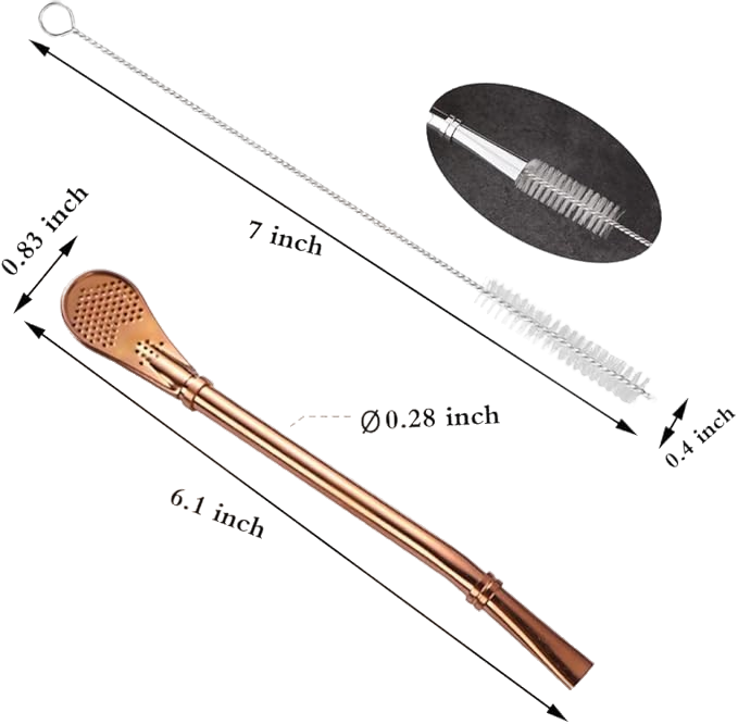 Set of 1 Stainless Steel Straw Leaf Tea Infuser Drinking Spoons with 1 Cleaning Brush Promotional Loose Leaf Tea Stirring Straws - Image 6