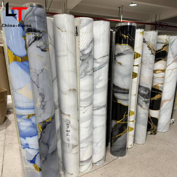 Golden Marble Heat Transfer Film Hot Stamping PVC Furniture Decor Roll for Vacuum Press Foil Door Wall Panel WPC UV Bo