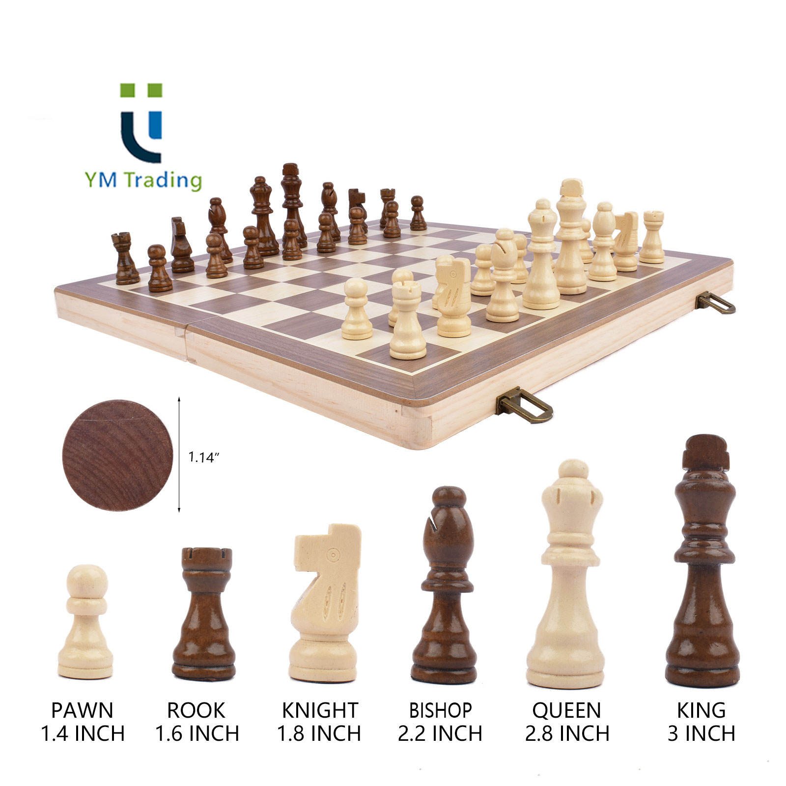 15 Inch Folding Chess Cheap Price Wooden Magnetic Chess and Checkers Set - Image 3