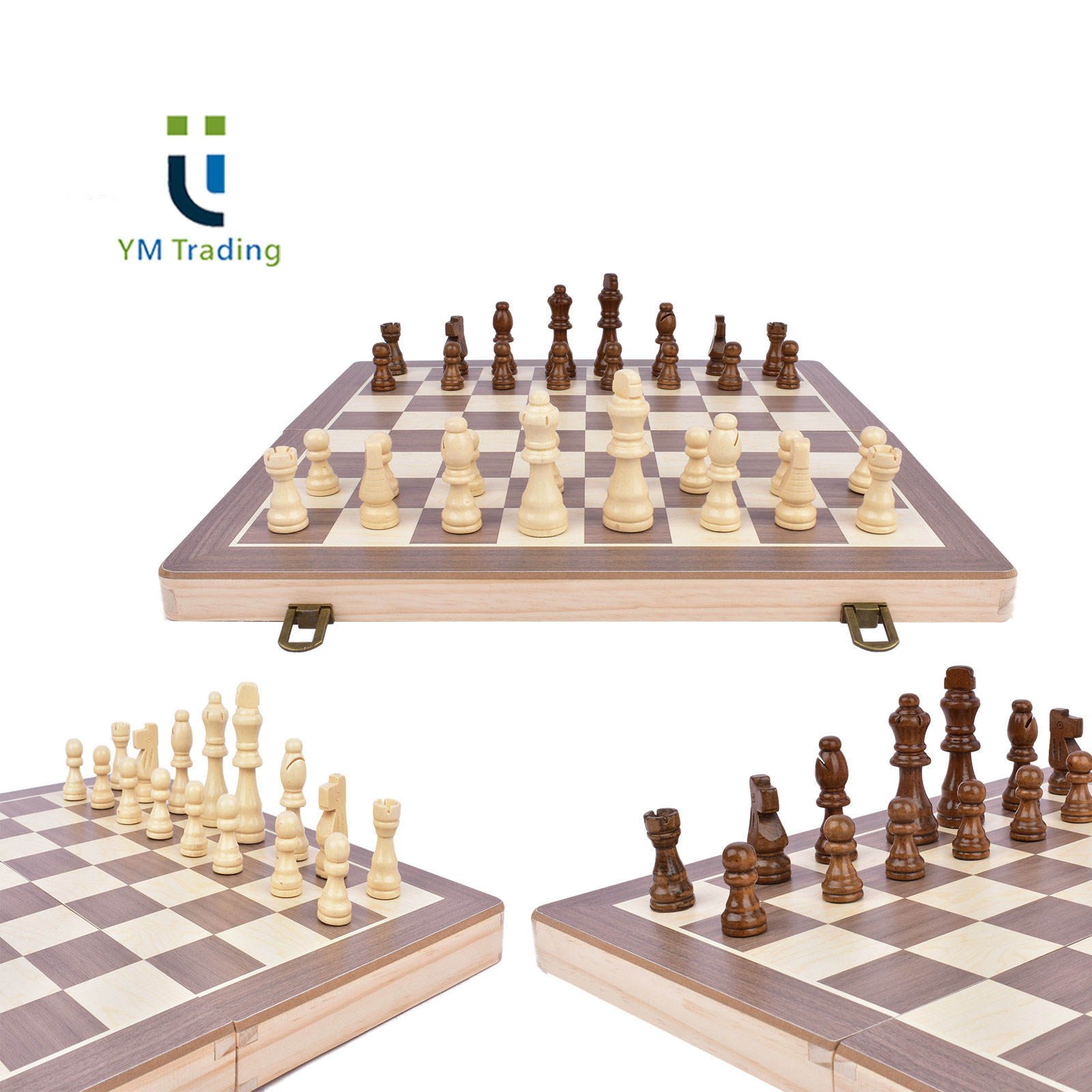 15 Inch Folding Chess Cheap Price Wooden Magnetic Chess and Checkers Set