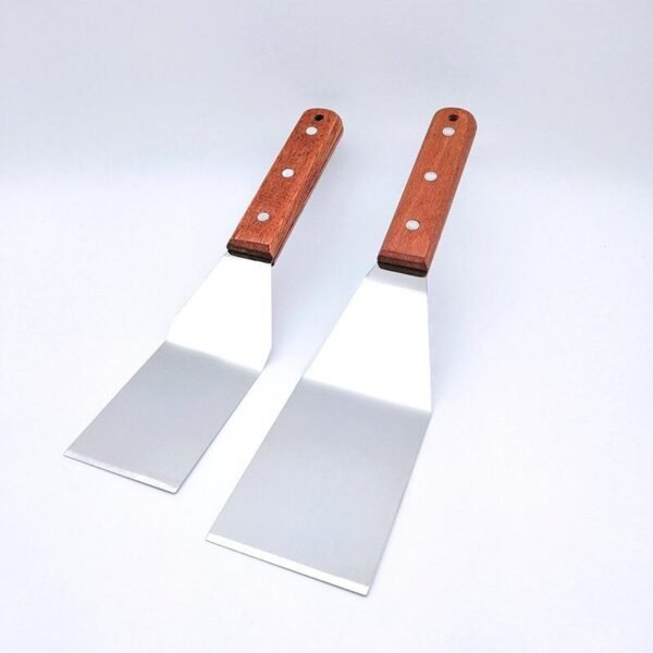 Griddle Spatula Turners Shovel Meat Flipper Grill Spatula Tools with Wooden Handle for BBQ Grill and Flat Top Griddle