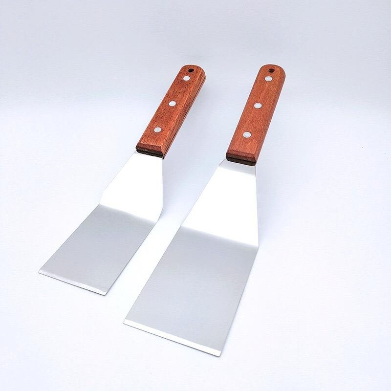 Griddle Spatula Turners Shovel Meat Flipper Grill Spatula Tools with Wooden Handle for BBQ Grill and Flat Top Griddle