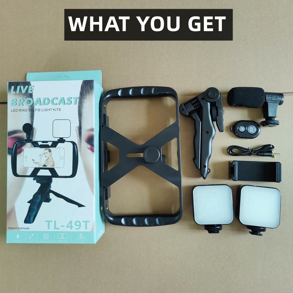 Hot Sale Led Vlogging Kit Selfie Light Kit With Microphone Fill Light 4 in 1 Tripod Stand Set for Smartphone Live Broadcast - Image 2