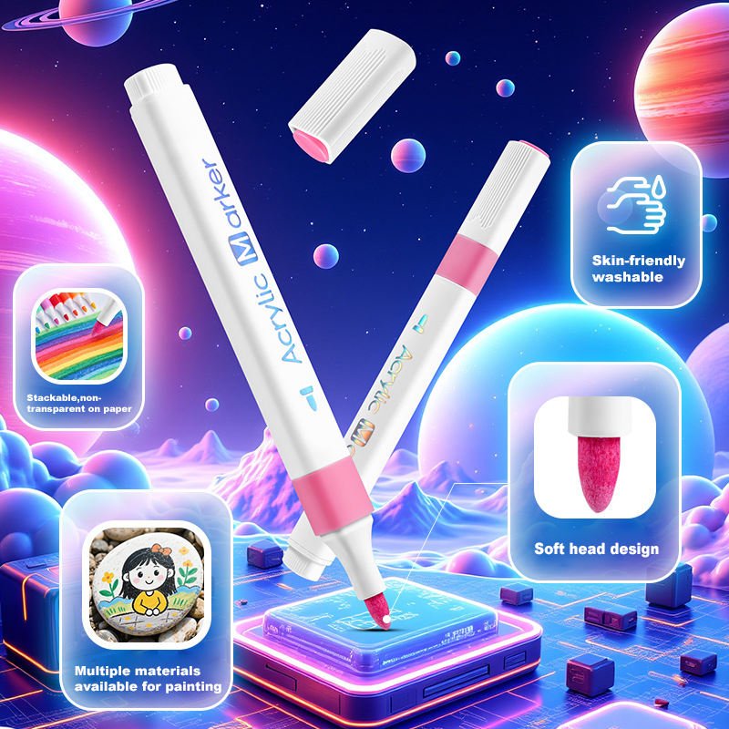 18 Colors Acrylic Water Color Pen Washable Marker for Children's Art Marker Triangular Pen Multi-Color Blending Set Packaging - Image 6