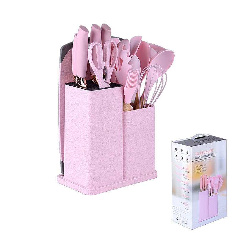 19-Piece Stainless Steel and Wood Handle Silicone Kitchen Cooking Utensil Set for Home and Professional Use Metal Utensils - Image 5