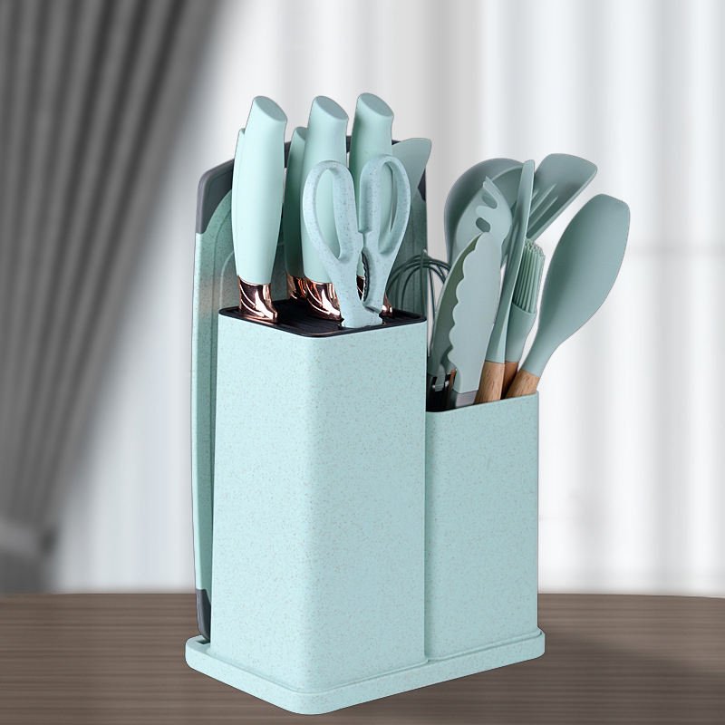 19-Piece Stainless Steel and Wood Handle Silicone Kitchen Cooking Utensil Set for Home and Professional Use Metal Utensils - Image 6