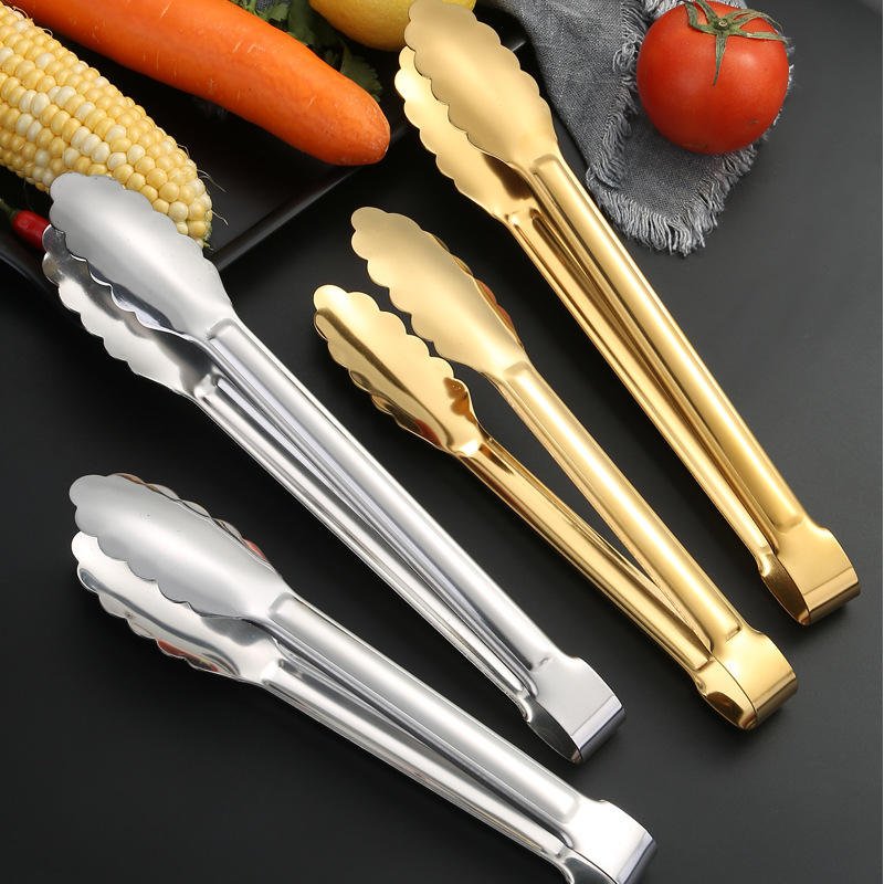 9/12 Inch Stainless Steel Food Tongs Barbecue Gold Tong Bread BBQ Salad Tongs Cook Party Buffet Clip Kitchen Accessories No reviews yet - Image 3
