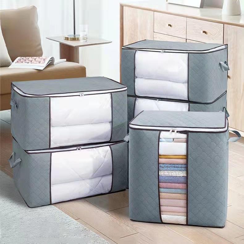 Custom Cloth Organizer with Collapsible Foldable Design-Thick Breathable Cotton-Linen Fabric Storage Bins with Leather Handles - Image 2