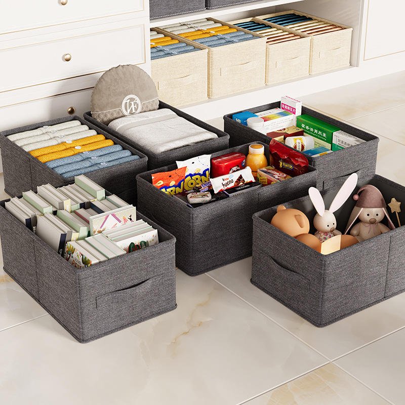 Cotton and Linen Clothes Storage Box Closet Drawer Type Fabric Storage Box Large Four Seasons Clothing Folding Storage Box - Image 4