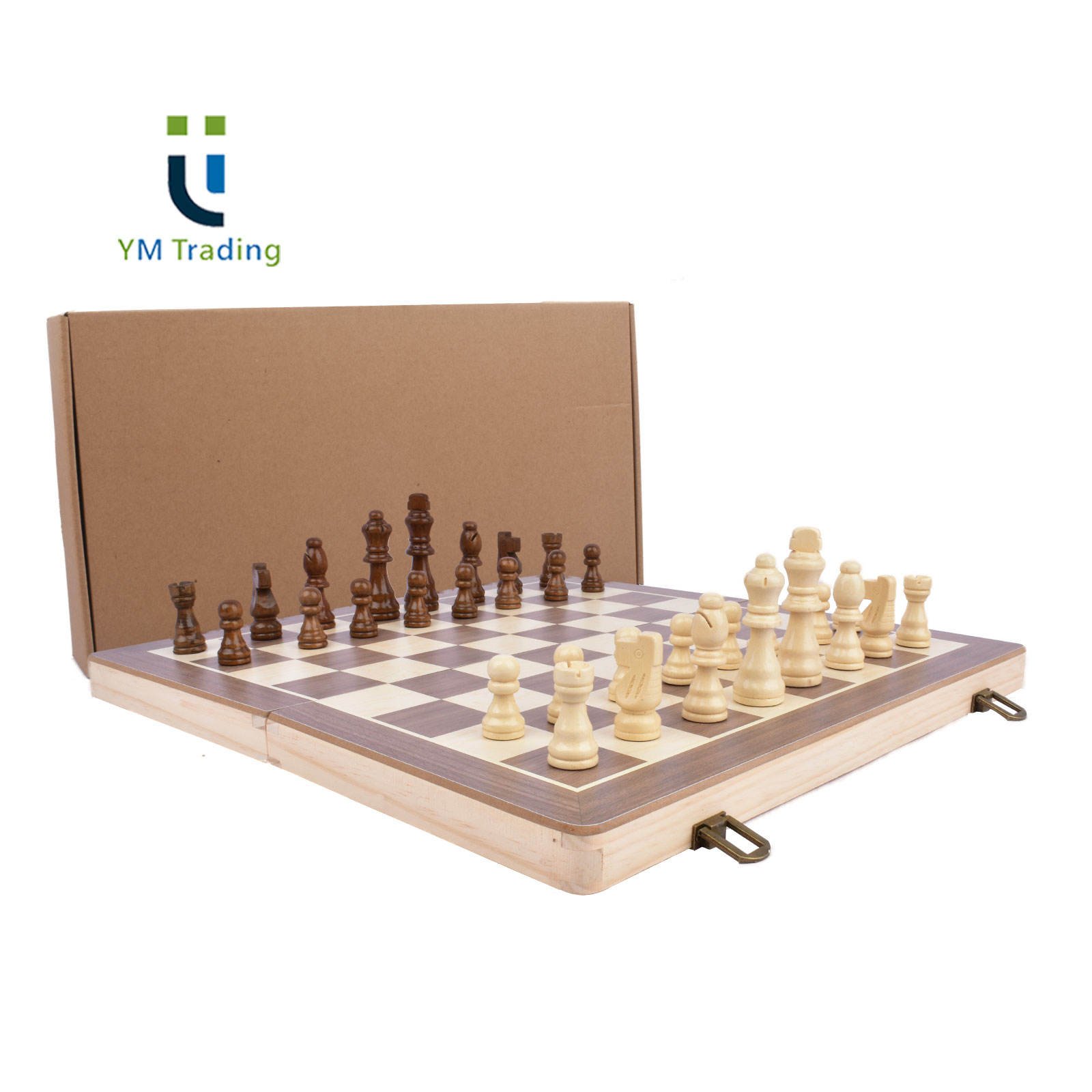 15 Inch Folding Chess Cheap Price Wooden Magnetic Chess and Checkers Set - Image 6