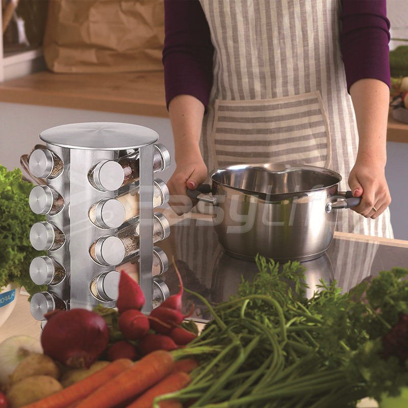 8 Pieces Set of 90ml Glass Seasoning Bottles with Stainless Steel Lids Machine and Logo Techniques Spice Jar Container Rac - Image 2