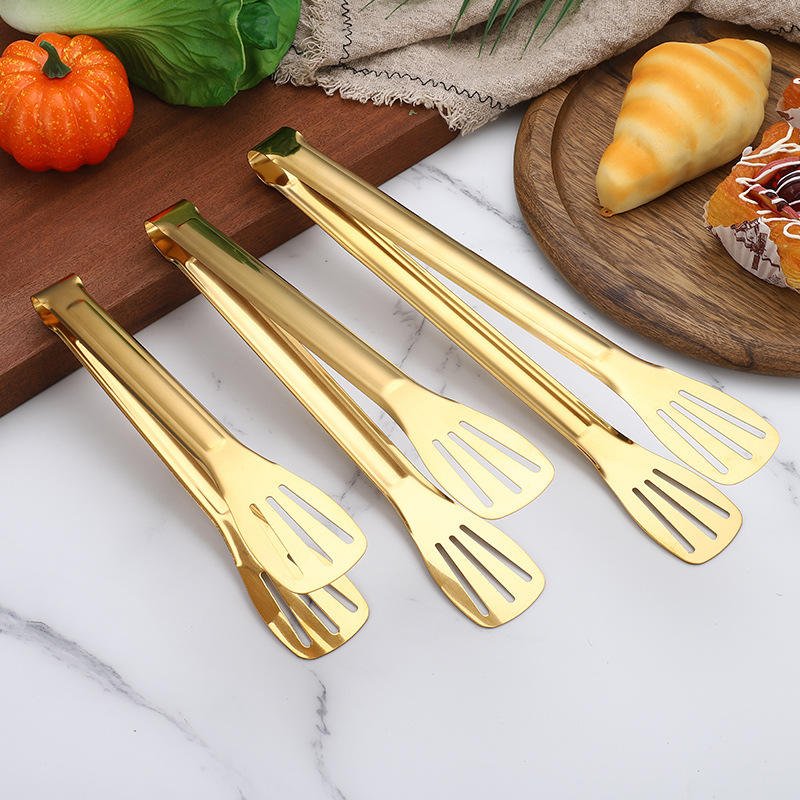 Serving Tongs 6 Pack Tongs for Serving Food, Stainless Steel Buffet Tongs Kitchen Tongs, Small Tongs Gold Tongs Serving Set - Image 2