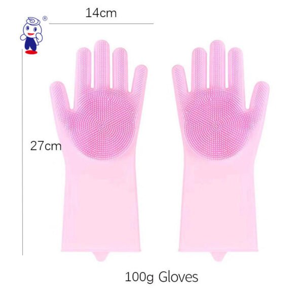 Silicone Scrubber Cleaning Gloves Reusable Kitchen Dishwashing Gloves for Pets and Household Safe for Food Use