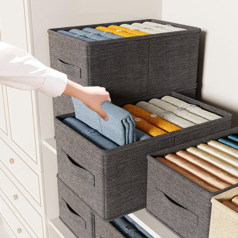 Cotton and Linen Clothes Storage Box Closet Drawer Type Fabric Storage Box Large Four Seasons Clothing Folding Storage Box - Image 7
